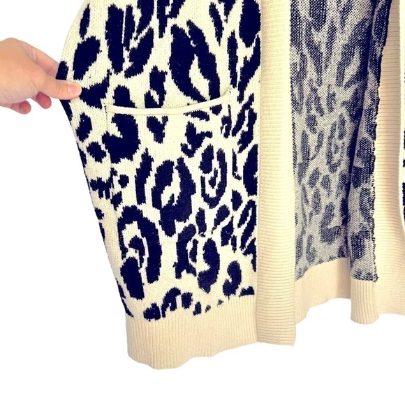 Who What Wear Leopard Print Chunky Open Cardigan Cream Black Size L - Picture 6 of 10